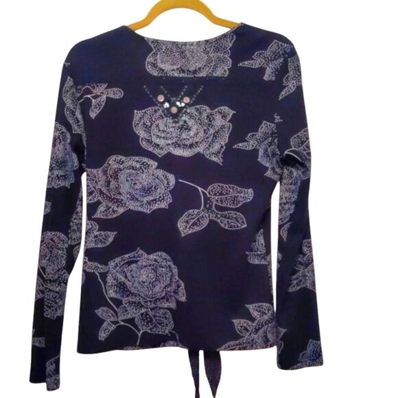 FORBIDDEN Women Jacket Stone Metal Trim Tie Belt Cotton Knit All Seasons Sz M - Picture 5 of 8